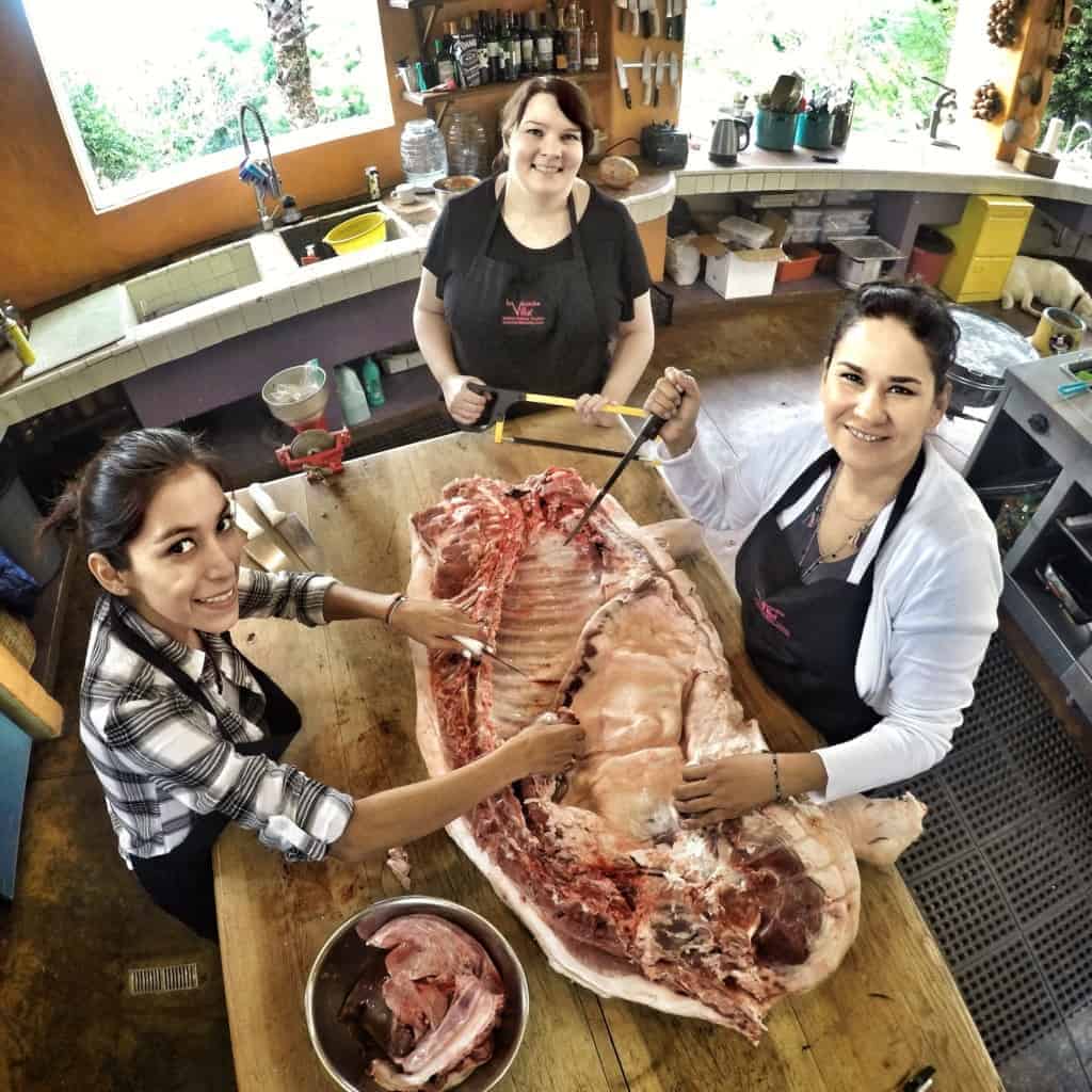 Learn to quarter and section a pig from nose to tail at La Villa Bonita’s Whole Hog Week