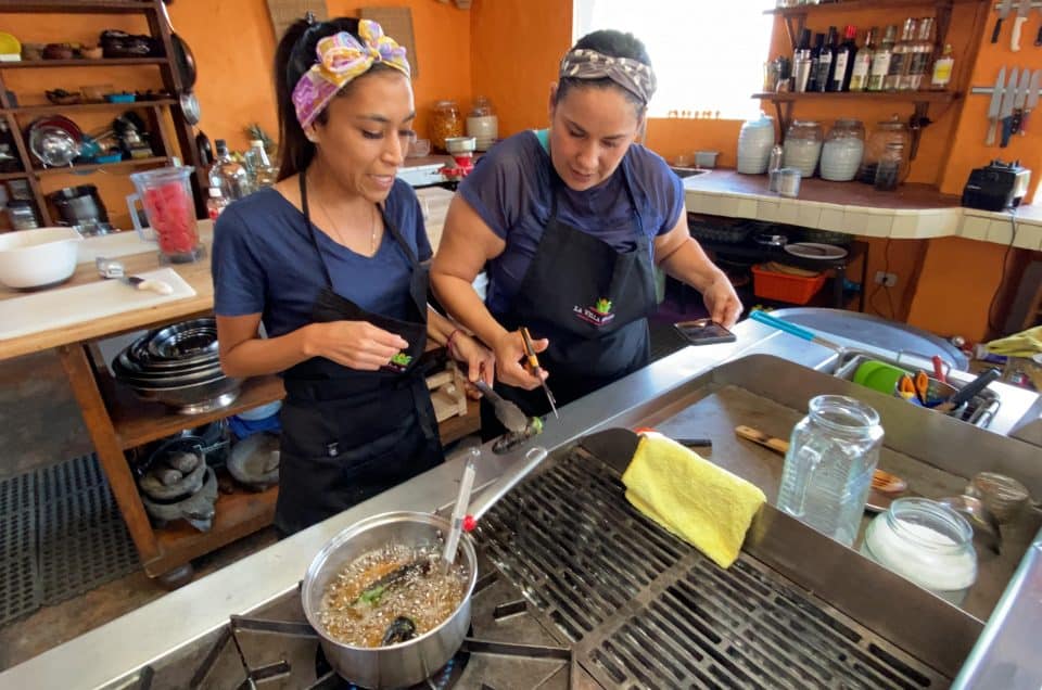 chef alejandra quiroz and chef ana garcia making jalapeno syrup
