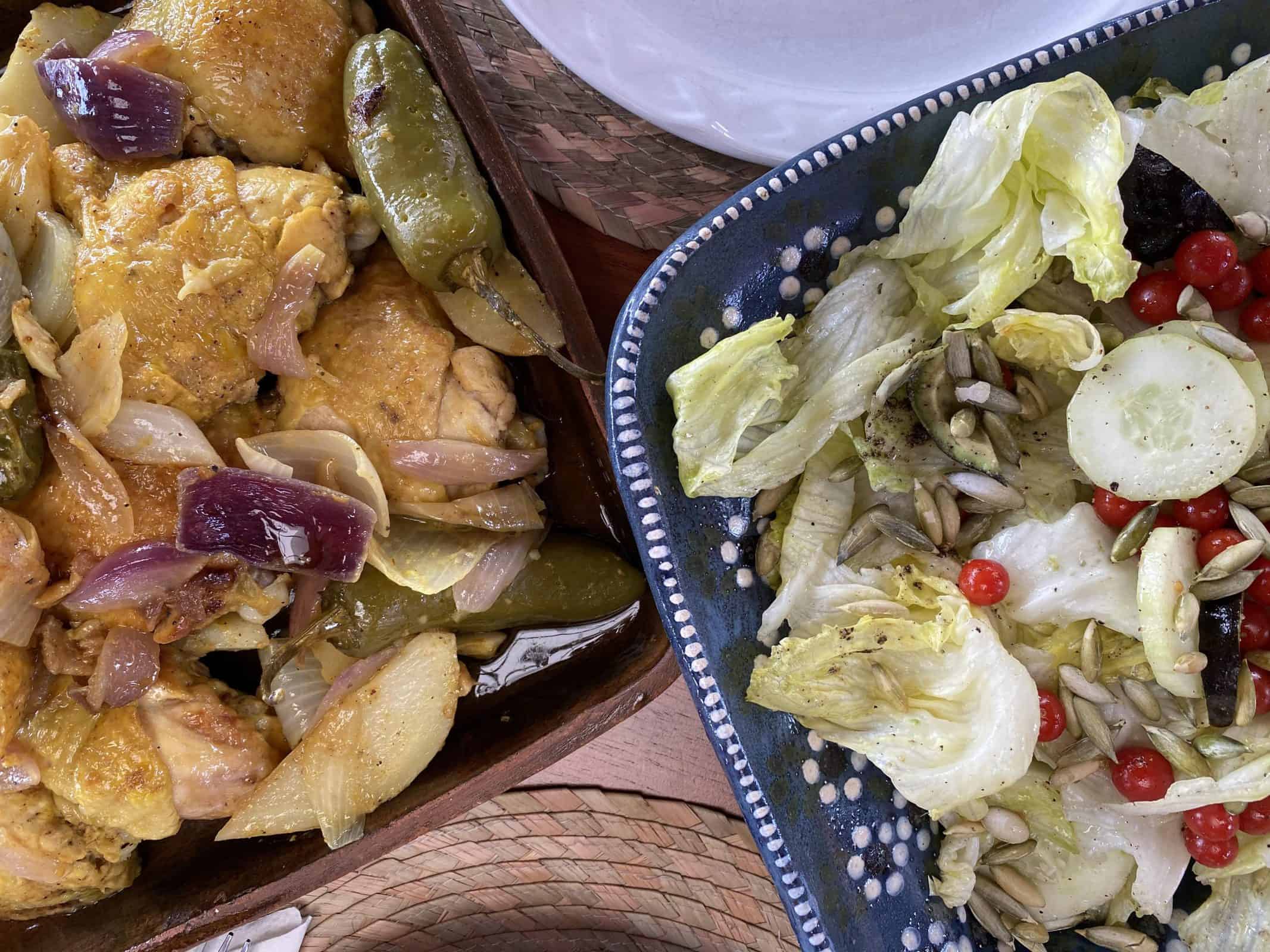 One Pot Chicken Meal and Fresh Garden Salad